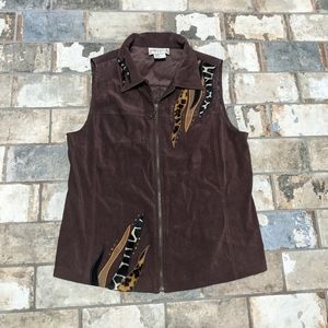 Nancy Bolen City Girl Size 14 Brown Animal Vest